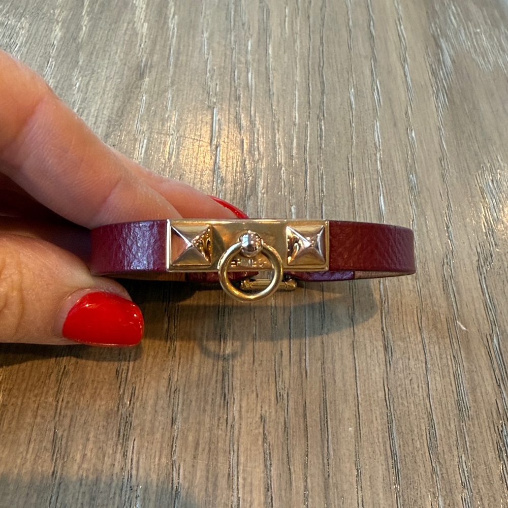 Hermes Rivale mini leather bracelet